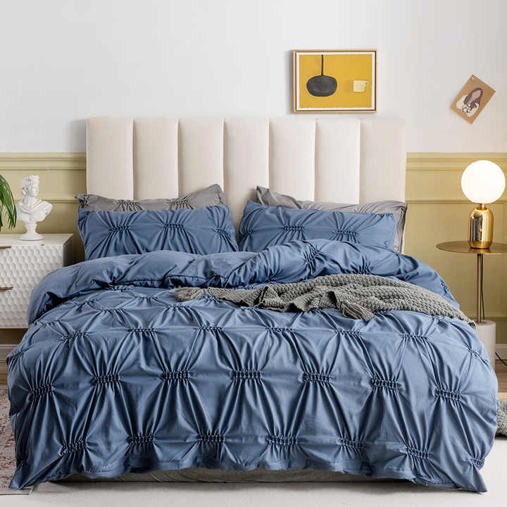 New Scandinavian Style 3 Piece Solid Floral Print Bedspread Set. 