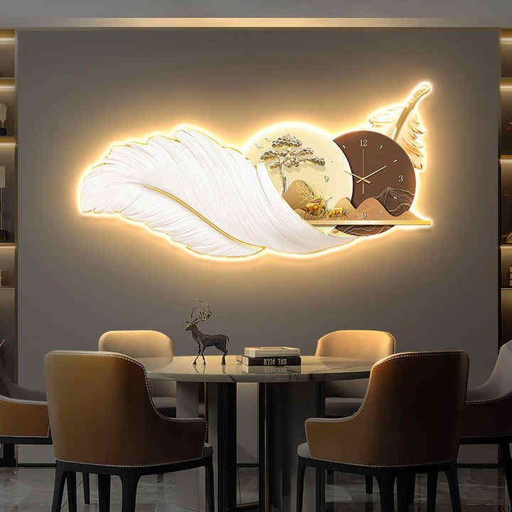 Modern luxury feather sofa with LED panel lighting 