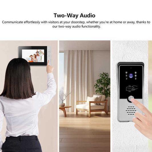 Tuya WiFi Waterproof Two-Way Visual Intercom Home Security Equipment Intercom 7 Inch Screen Can Record Videos 