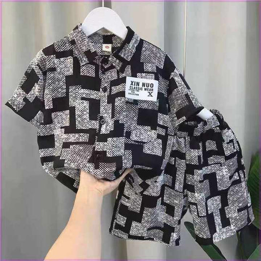 Latest Design Kids Hawaiian Shirts Custom Printed Collar 