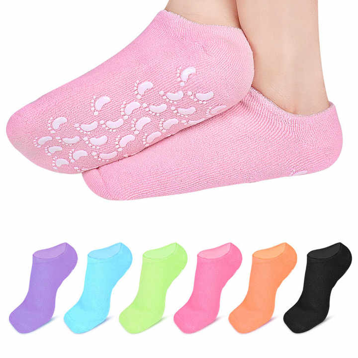 Moisturizing Silicone Gel Heel Socks for Hard Dry Cracked Skin Open Toe Recovery Socks Day Night Care 