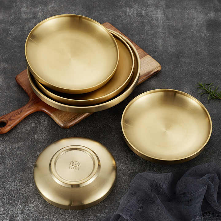 Golden stainless steel tableware with double disc 