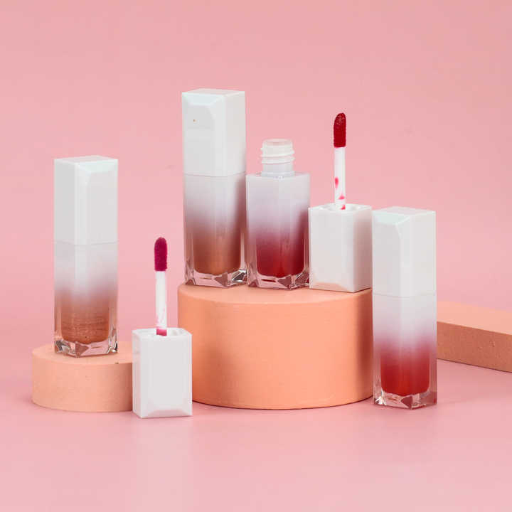 Cute White Gradient Color Cosmetic Tube Matte Liquid Lipstick 