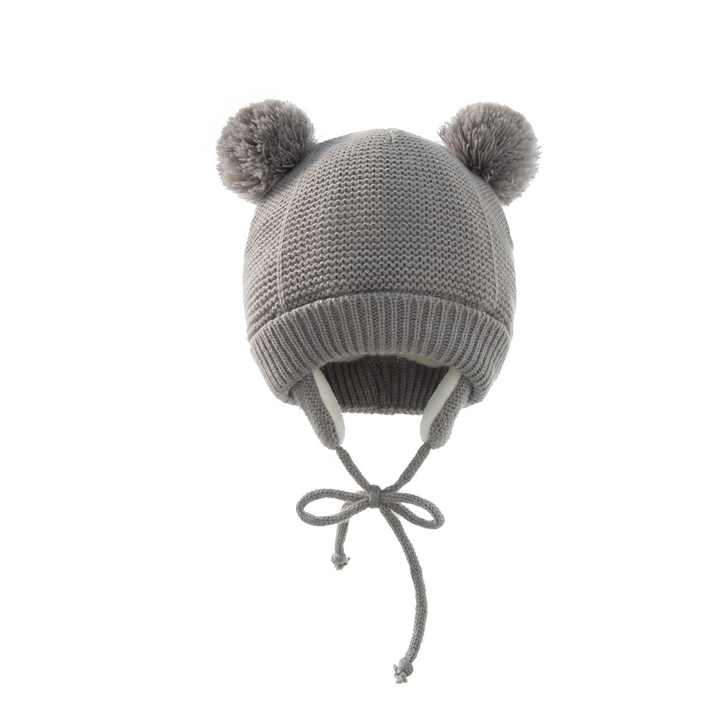 Thick Baby Hats with Double Pompom Kids Hats and Gloves 