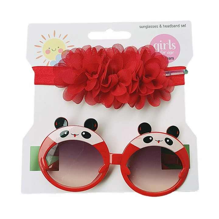 مجموعة نظارات شمسية للأطفال عصابة رأس . Kids Sunglasses Set Headband Eye Protection Cute