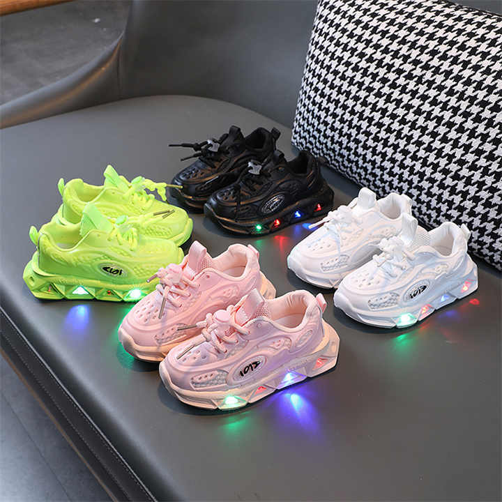 Boys' Sneakers, Toddler Kids' Breathable LED Light Sneakers 
