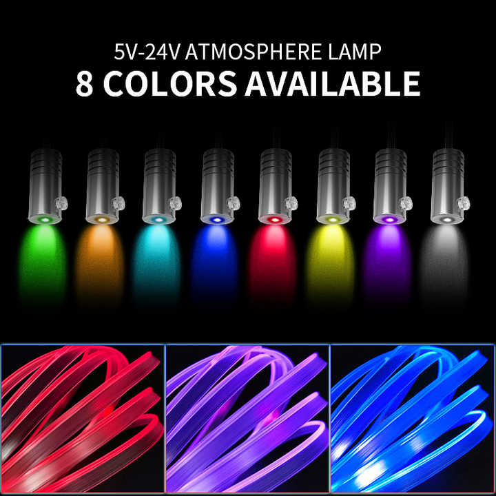 Wholesale General Cars RGB Strip 5V 12V Universal Car Light Neon Fiber 