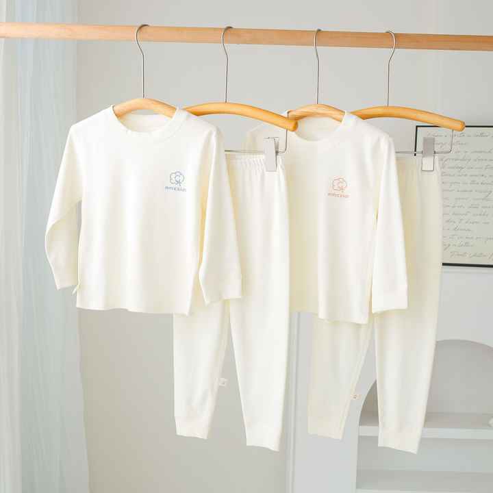 RTS بيع بالجملة أحدث ملابس نوم أطفال بنات أولاد بيجامة قطنية طقم بيجامة صلبة مريحة مخصصة بدلة من قطعتينRTS Wholesale Newest Kids Sleepwear Girls Boys Cotton Pajamas Set Solid Comfortable Custom 2 Piece Suit