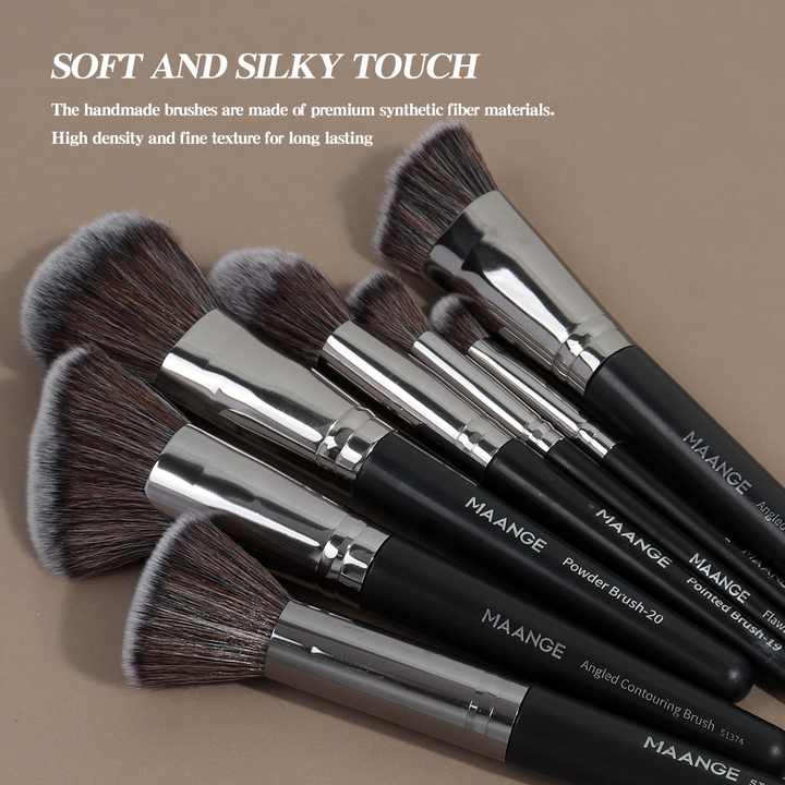 High Quality 25 Pcs Fan Brushes with Concealer&nbsp; Face Brush مجموعة فرش المكياج الاحترافية من مانج، عالية الجودة،