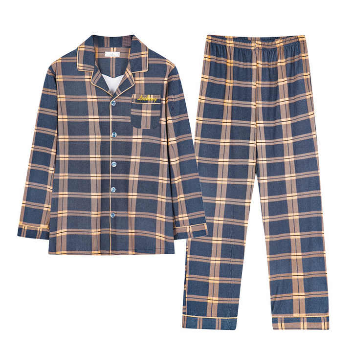 Men's Turn-down Collar Pajama Set, Pajama Set 