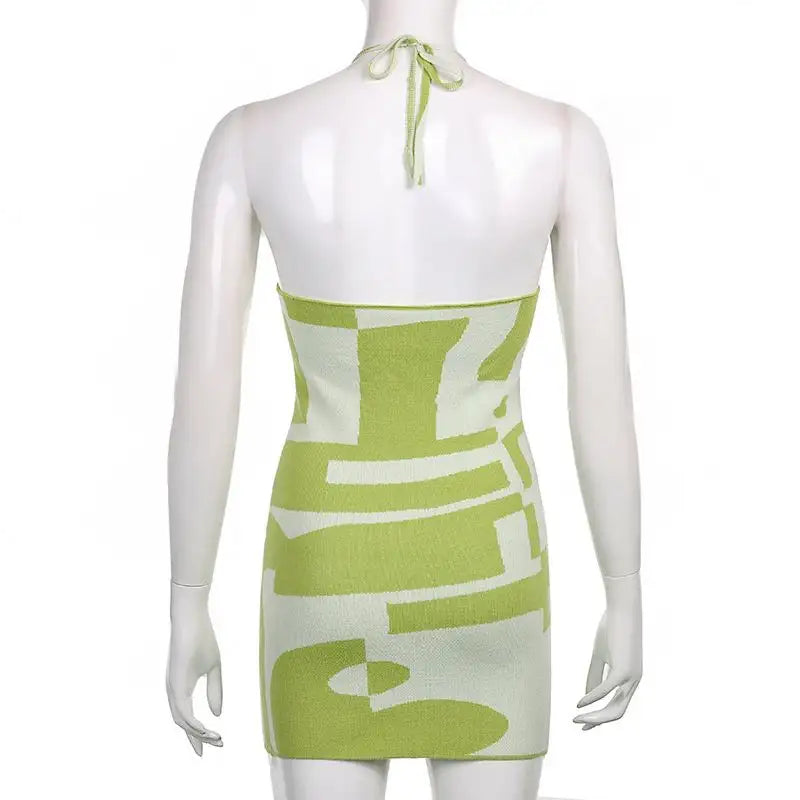 Sexy sleeveless short dress with a neck 