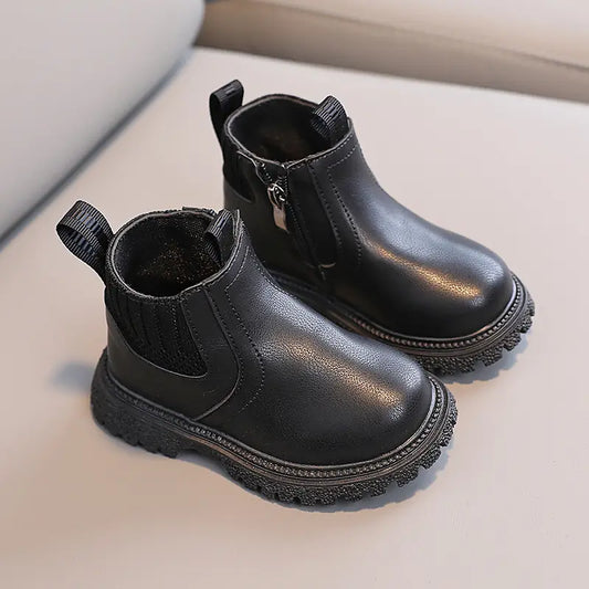 New Fashion Kids Leather Shoes Boys Fashion Side Zipper Children Shoes Girls Boys Shoes 