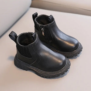 New Fashion Kids Leather Shoes Boys Fashion Side Zipper Children Shoes Girls Boys Shoes 