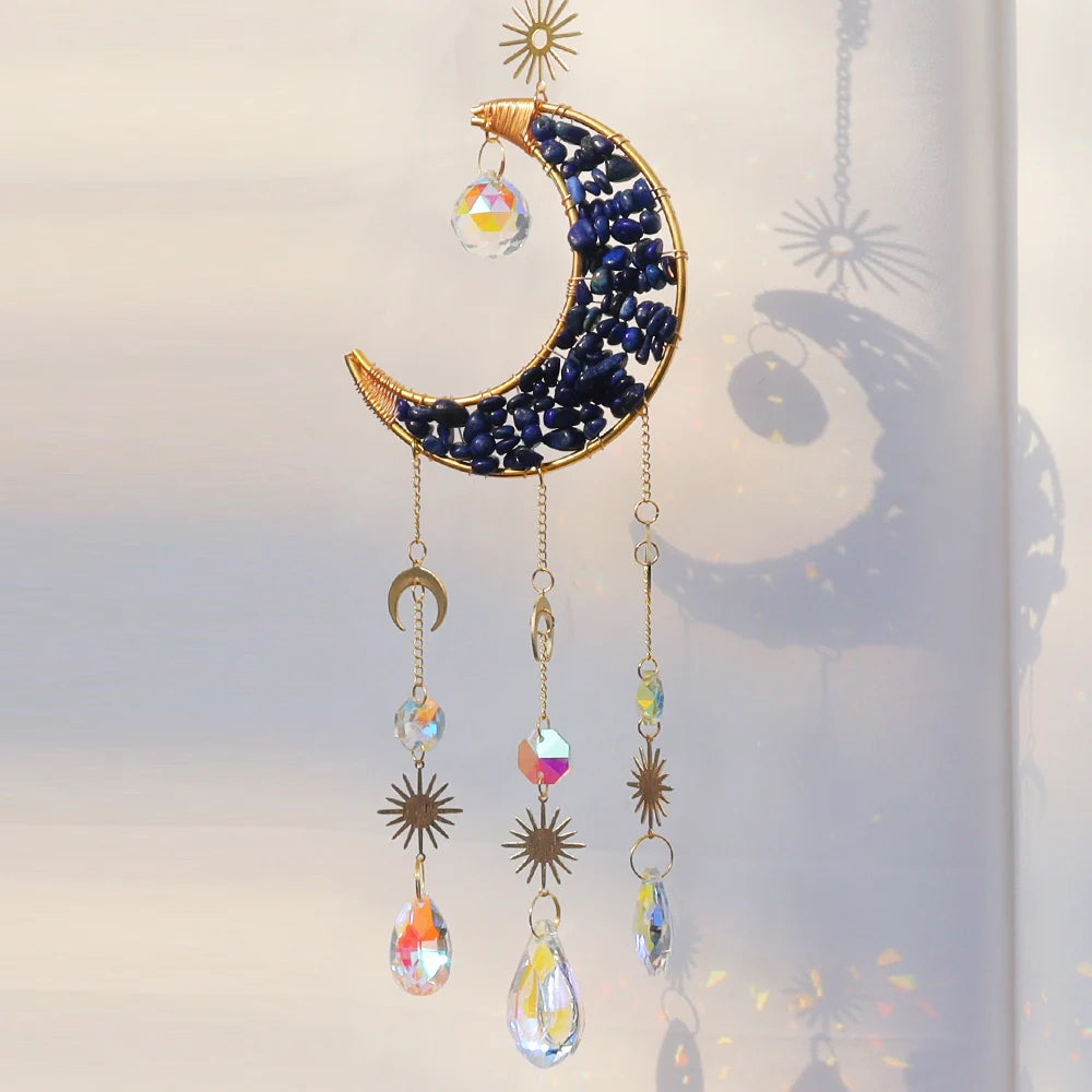 Hanging sun mask made of moon crystal -