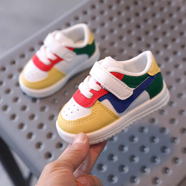 Flat, casual, leather, children's sneakers 
