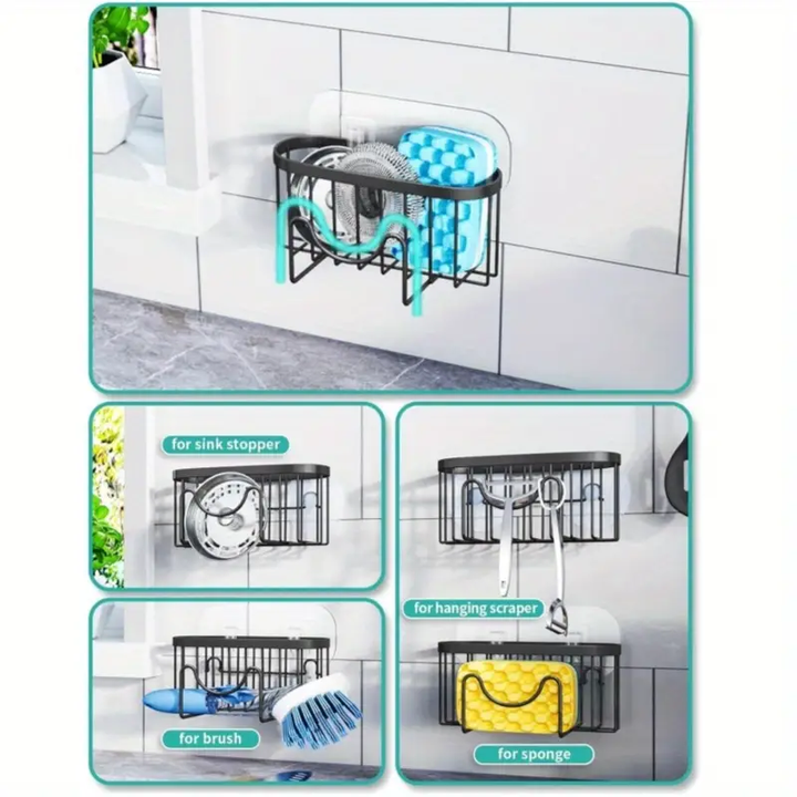 Multifunctional steel kitchen sink rack . رف حوض مطبخ متعدد الوظائف من الفولاذ