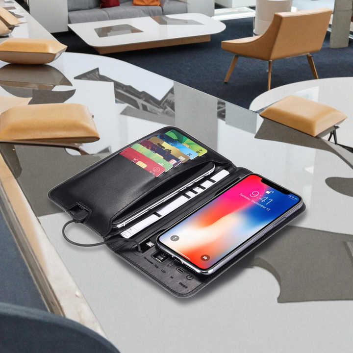 Luxury Genuine Leather Men's Wallet with 6800mAh 