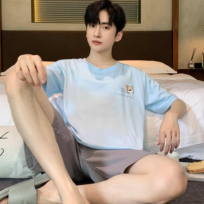 New summer men's pajamas made of high-quality cotton 