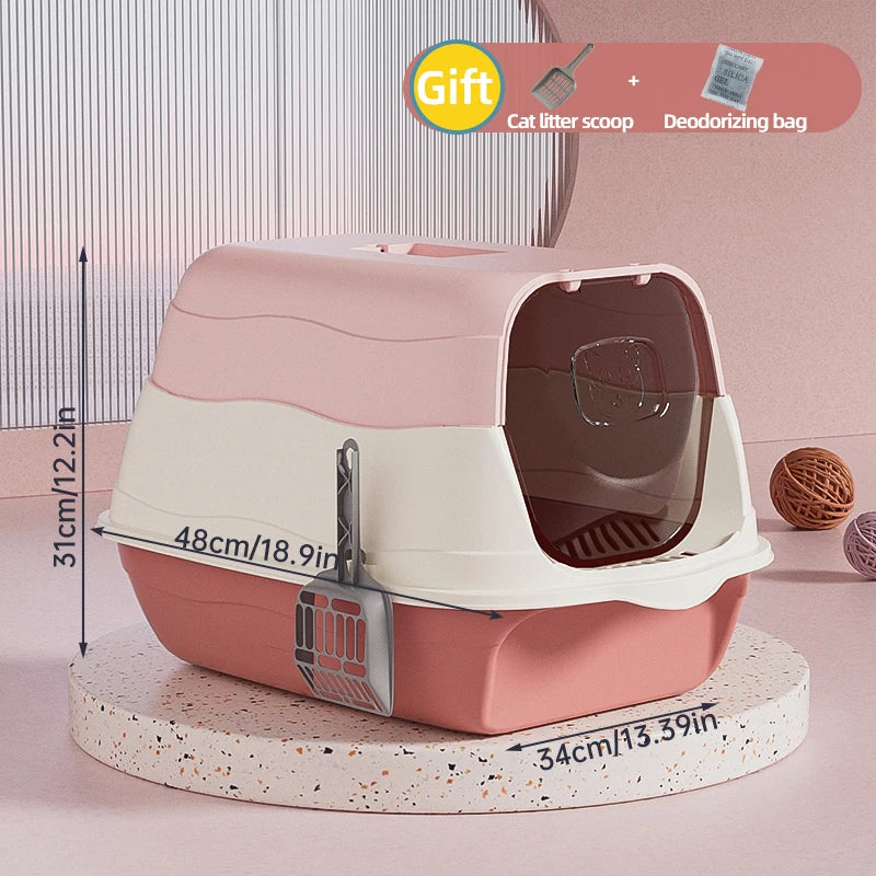 Fully Enclosed Plastic Toilet for Large Pets with Splash-Proof Pet Accessories - Pet Accessories 