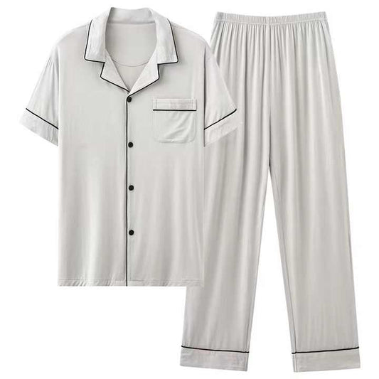 Men's Autumn Modal Turn-down Collar Pajama Set 