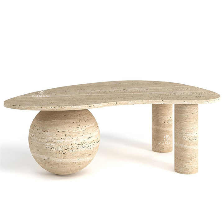 طاولة مركزية من ترافرتين  ,Travertine center table