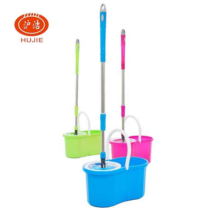 High Quality Easy Cleaning 360 Degree Magic Rotation Floor Mop and Cleaning Set with Bucket and Balls with Large Wheels and Stainless Steel Wand Tool 