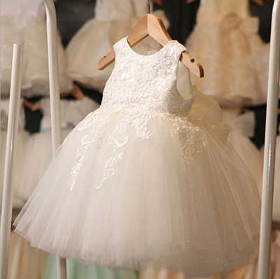 Ruffle Toddler Flower Girl Frocks - White Tulle Party Dress