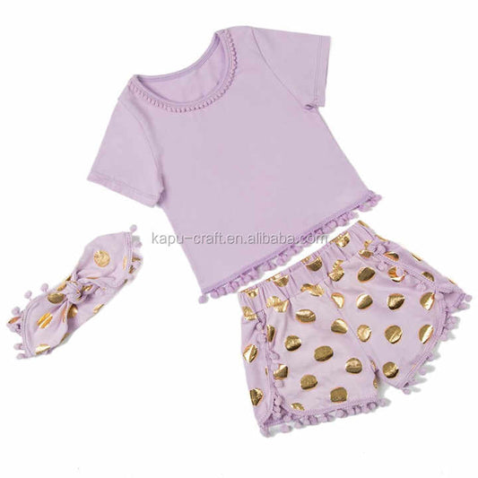 Clothing Pompom Set Kids Summer Gift Sets - High Quality Cotton Baby Clothing Set