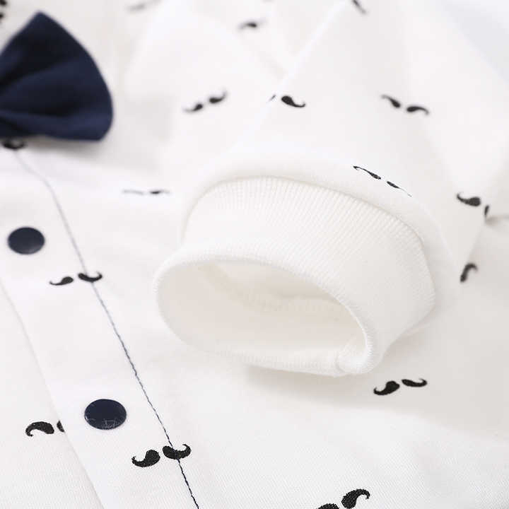 YiErYing Newborn Baby Clothes Fashion 100% Cotton Baby Boy Romper Beard Print and Bow Tie Infant Jumpsuit 