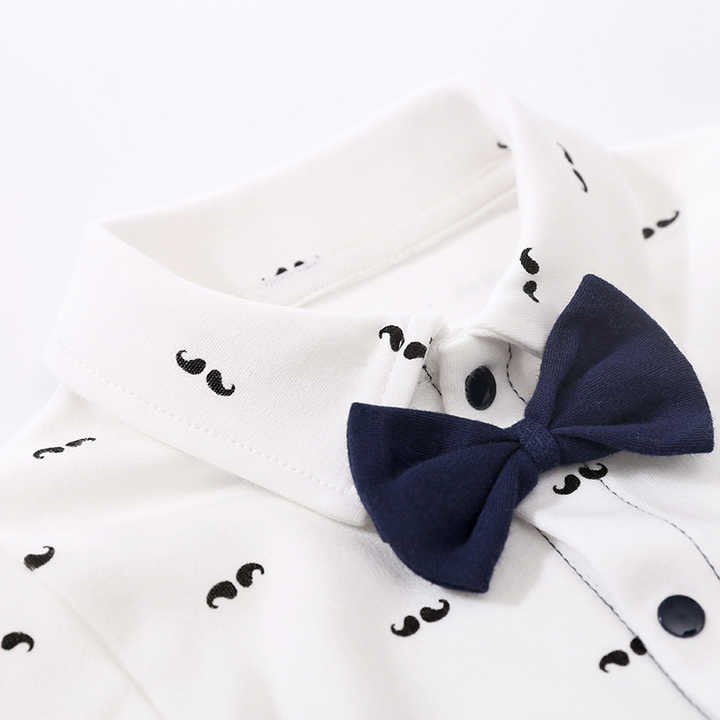 YiErYing Newborn Baby Clothes Fashion 100% Cotton Baby Boy Romper Beard Print and Bow Tie Infant Jumpsuit 