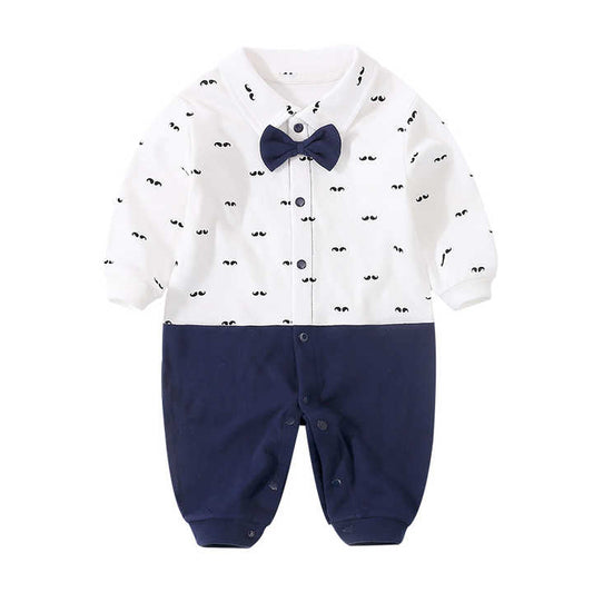 YiErYing Newborn Baby Clothes Fashion 100% Cotton Baby Boy Romper Beard Print and Bow Tie Infant Jumpsuit 