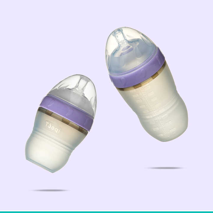 Anti-flatulence silicone feeding bottle