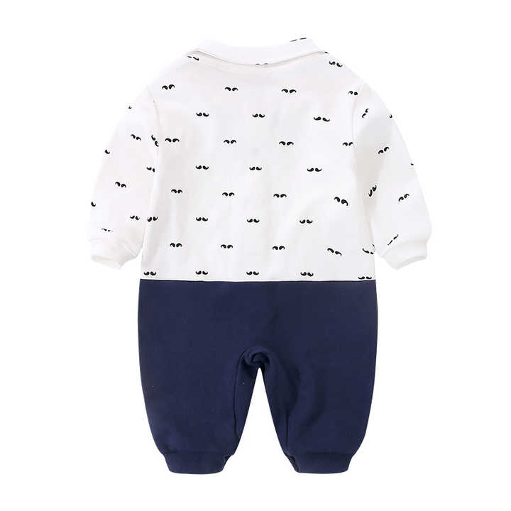 YiErYing Newborn Baby Clothes Fashion 100% Cotton Baby Boy Romper Beard Print and Bow Tie Infant Jumpsuit 