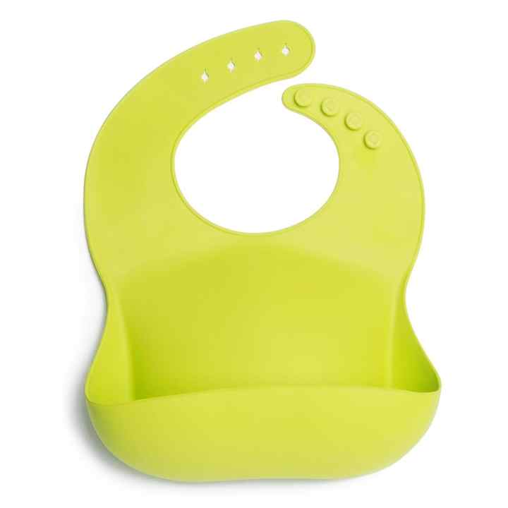 Food Grade Silicone Baby Feeding Set Bib + Suction Bowl + Spoon + Baby Toothbrush + Baby Plate Green 