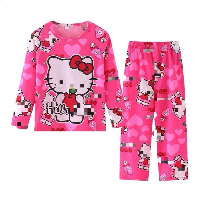 Wholesale Cartoon Hello Kt Melody Casual Long Sleeve Spring Autumn Sleepwear Sleepwear Sets for Boys and Girls 