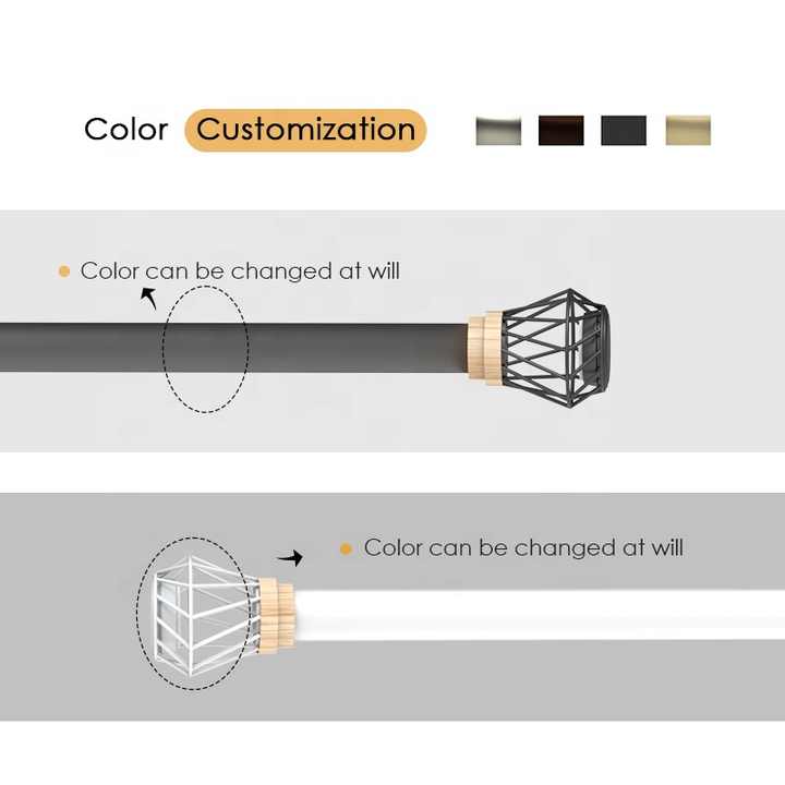 ستائر معدنية برؤوس أزهار مخصصة خشبية بتصميم جديد - New Design Wooden Custom Flower Head Metal Curtain Rods Indoor