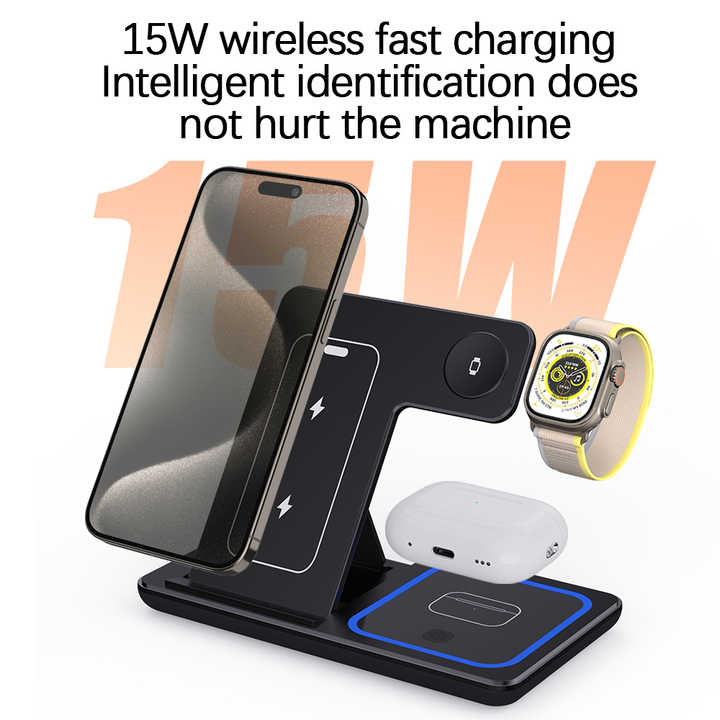 Portable 3 in 1 Fast Multifunctional 15W Phone Charger. 