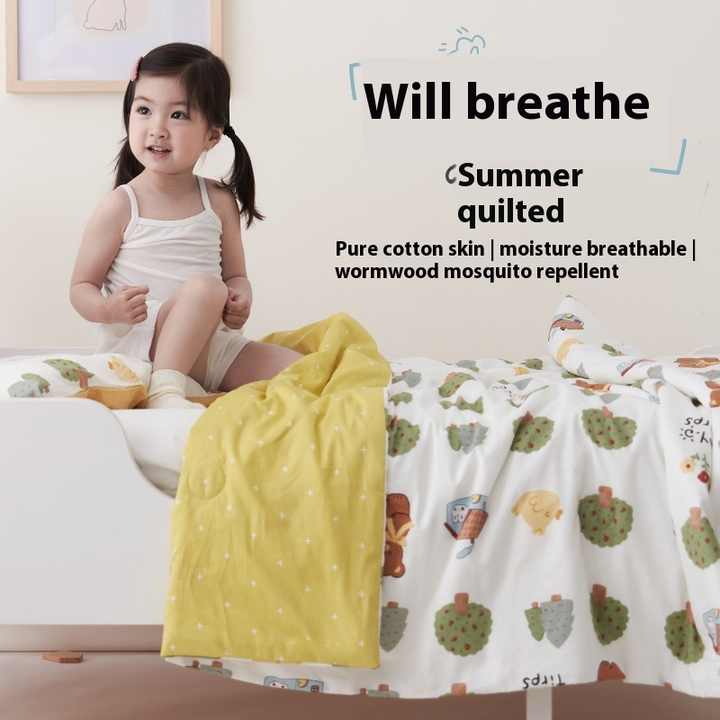 North American Children's Pure Cotton Summer Quilt Cool Lightweight Knitted Washable Air-conditioned Kindergarten Spring Quilt 