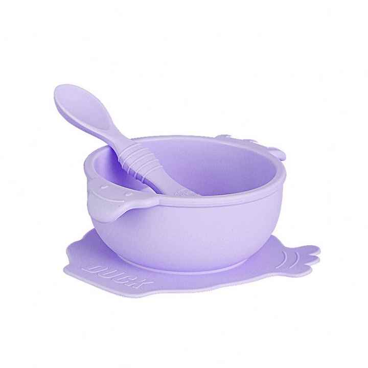 Wholesale Supplies Dinnerware Baby Products BPA Free Soft Suction Spoon Silicone Plate Baby Bowl Waterproof Baby Bibs 