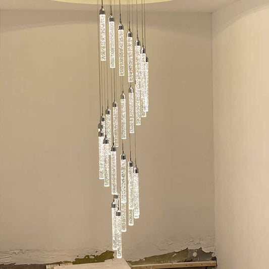 Duplex chandelier for attic staircase 