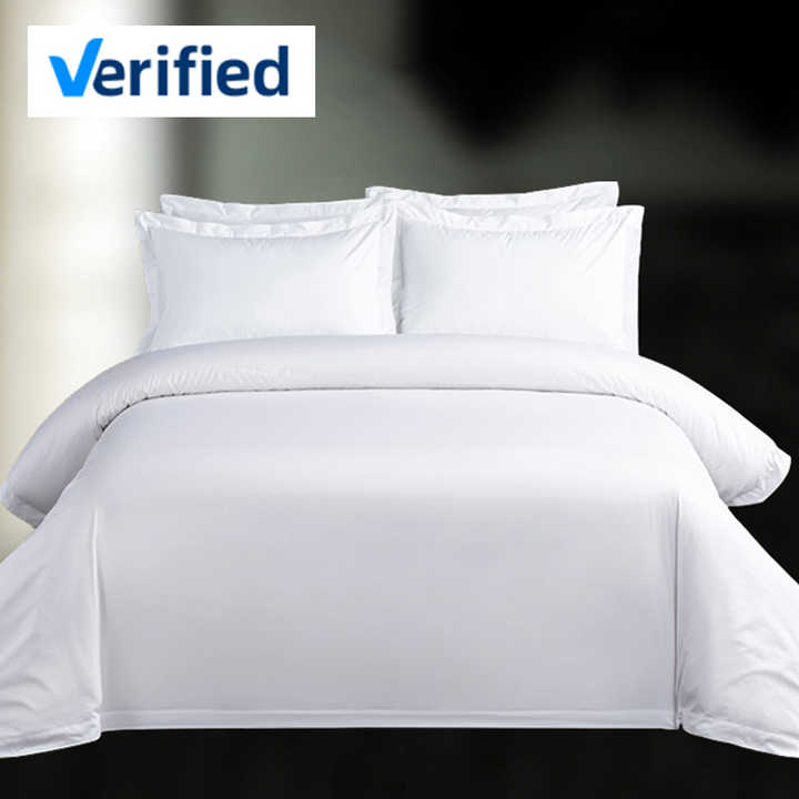 Luxury Hotel White 100% Cotton Bed Linen Bed Sheet Set 
