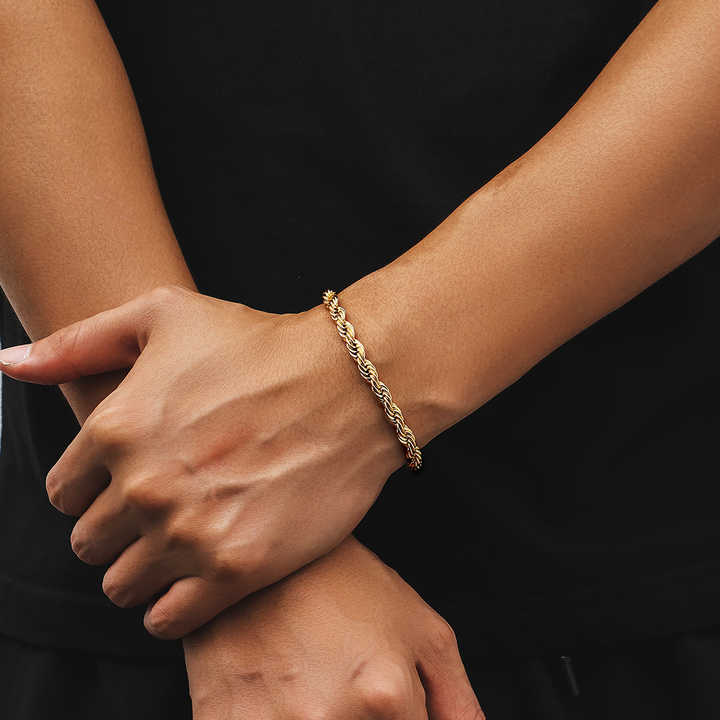 6mm Twisted Rope Bracelet Hip Hop Jewelry. 