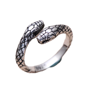 خاتم قابل للتخصيص بنمط ثعبان فضي عتيق . Customizable Antique Silver Snake