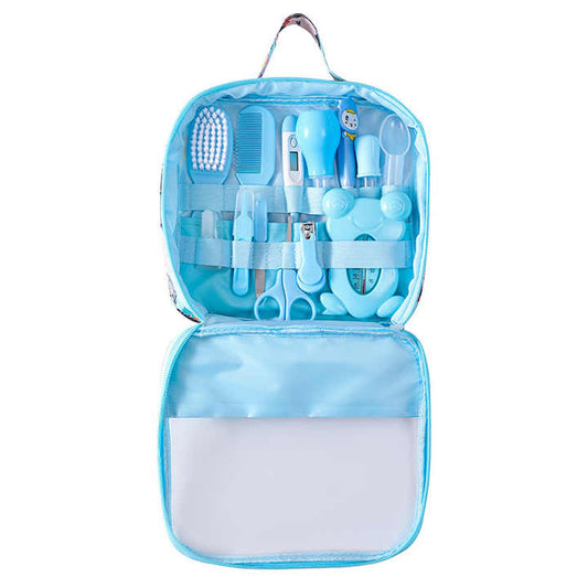 Newborn Baby Care Kit Set with Nasal Aspirator, Nail Clipper, Thermometer, 13 Pieces Daily Care Cleaning 