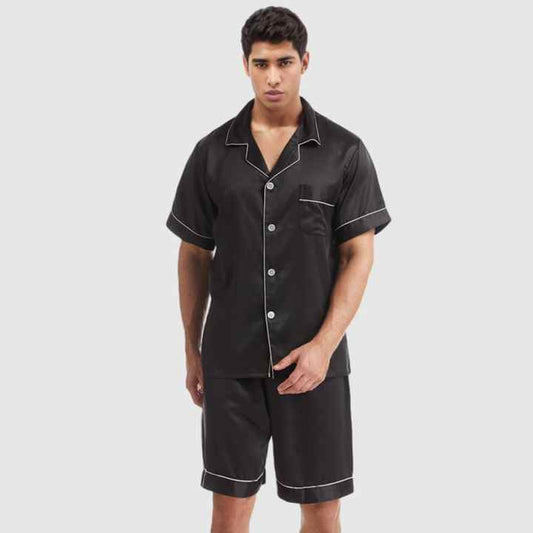 New summer pajamas with short sleeves and a folded collar 