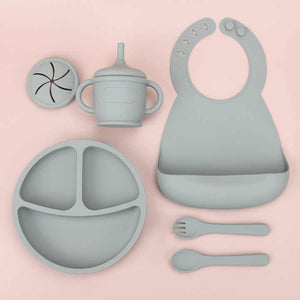 Silicone Baby Food Bowl Fork Spoon Bib Children. Silicone baby cutlery set, baby food bowl, 