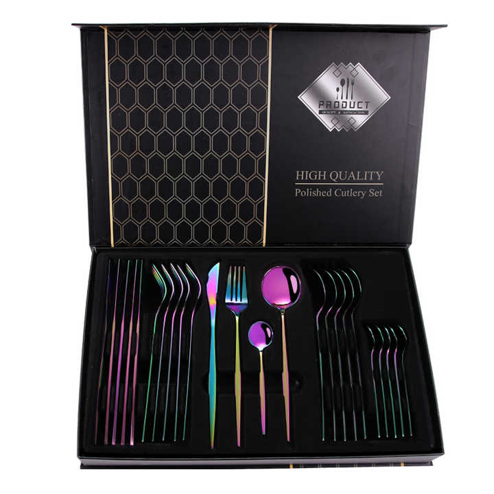 Wedding 24 Pcs Gold Flatware Sets 