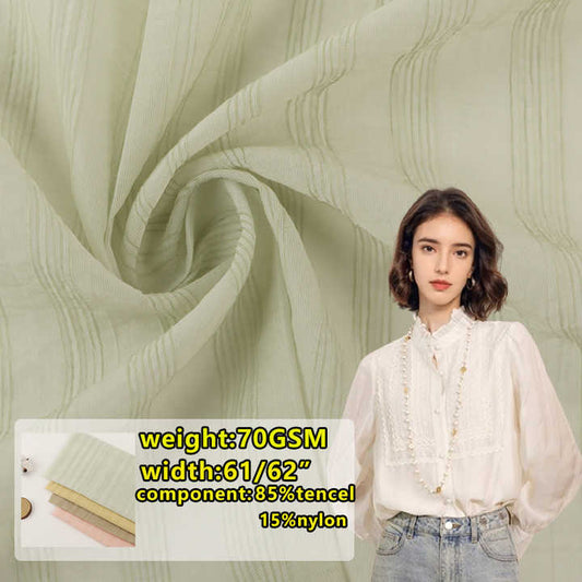 Dresses Sun protection Clothing Fabric Factory Stock 85% Tencel 15% Nylon Gradient Stripe Sheer Fabric 
