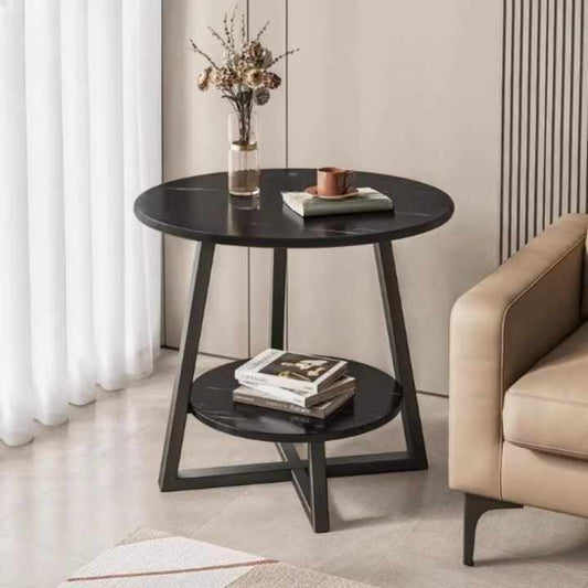 Modern Double Layer Round Bedside Coffee Table for Home 