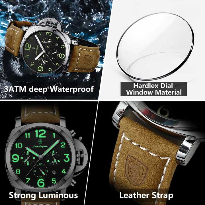 POEDAGAR Luxury Men's Quartz Waterproof Watch 